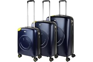 Smiley Originals - Maletas de Viaje de la Firma [Marca]. Juego Maletas 4 Ruedas - Juego de Maletas de Viaje - Juego Maletas de Viaje Ligeras. Candado de combinacion 180100, Azul-Negro