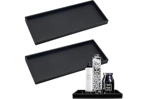 BURKFEEG Lot de 2 plateaux de rangement rectangulaires noirs en silicone pour lavabo, baignoire et évier de cuisine