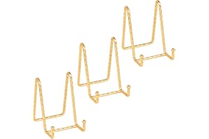 DIDUDIDU Supporto Cavalletto Espositore Porta Piatti - Supporti Piatti da Esposizione - 4,5 Pollici Cavalletti per Tavolo - 3 pz di Espositori in Ferro per Piatto Decorativo | Foto | Cornice | Libri - Oro