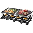Aigostar Kabul 30REL - Grill Elettrica, raclette con pietra naturale e griglia in acciaio inossidabile reversibile, 1500W. In