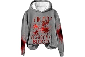 Fannyfuny I'm Ok It's Not My Blood Damen bedrucktes, lässiges Langarm-Sweatshirt, weiches bedrucktes Hemd, Damen-Winter-Sweatshirt-Oberteil Damen Elegant Sexy Pullover Outdoor T-Shirt Casual Loose Top
