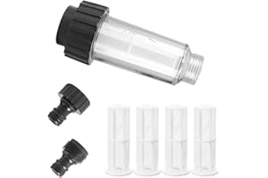 Amfrpar Filtro Idropulitrice Filtro Acqua 3/4" con 4 Inserto Filtro 2 Connettore Adattatore Rapido Set, Filtro dell'acqua da Giardino per Idropulitrice, Kärcher, Pompa, Camper Filtro Anticalcare