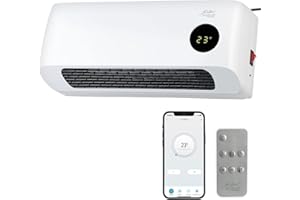 Sichler Haushaltsgeräte Heizlüfter: WLAN-Keramik-Wandheizlüfter, LED-Display, Fernbedienung, 2.000 W, App (Bad Schnellheizer, Bad Heizung, Tablet Halterung)