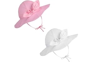 SYHOOD 2 Pièces Chapeaux de Soleil pour Bébé Filles Chapeau Solaire de Large Bord Réglable de Protection d’Été Plage