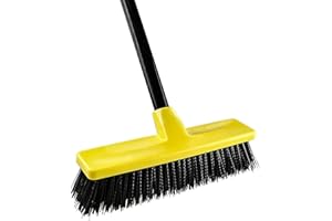 TREELEN Yard Brush Heavy Duty Outdoor Concrete Broom Telescopic Long Handle with Stiff Bristles for Cleaning Scrubbing Deck Driveway Yard Patio Wood Stone Tile Garden Warehouse Leaves Lawn