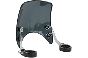SOCOBETA Universal Motorcycle Windshield and Headlight Fairing Kit, 180 Degree Adjustable for 1.5 to 1.6inch Front Fork, Motorbike Wind Deflector and Accessory (Black)
