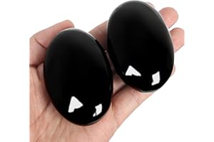 ORIENTREA Obsidienne Pierre de paume-2 pièces Obsidienne Pierre, Pierres Thérapeutiques, pierre d'inquiétude, Paquet cadeau (Obsidienne)