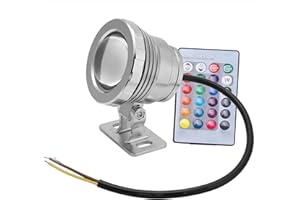 GAROSA Faretto da Giardino per Esterni Impermeabile con Luce Subacquea a LED RGB 12V 10W con Telecomando(Silver plastic-clad aluminum)