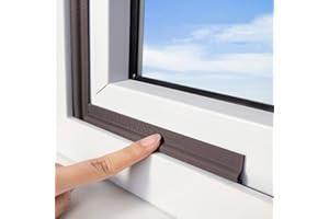 wordmouk Burlete Ventana Corredera Puerta Entrada, 5M Marrón Tira de Sellado de Espuma de PU Autoadhesiva, Burlete Puerta Exterior Para a Prueba de Insectos, a Prueba de Polvo y a Prueba de Viento