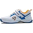 SG Unisex-Adult Century 6.0 Rubber Spikes Cricket Shoes, White/Royal Blue/Orange - 10Uk