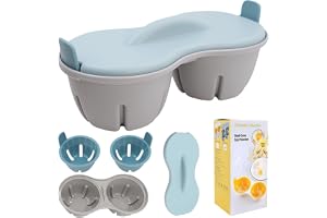 TULEBOLIAN Set med äggpocherare i mikrovågsugn 2 BPA-fria äggkokare i plast med avtagbart bricka och handtag, diskmaskinssäker, för enkla pocherade ägg frukost – snabb, enkel och säker design