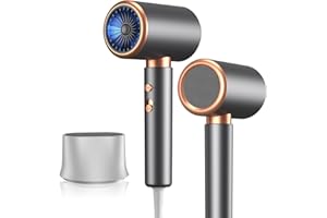SLIKWAVE Hair Dryer for Women & Men,2000W Travel Hair Dryer with Wind Nozzle & 100 Million Ions for Fast Drying,Portable & Lightweight Blow Dryer,Salon-Quality，Grey-Gold