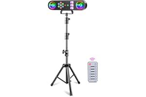 DELIBANG Disco Light with Tripod and Remote Control, 5 in 1 DJ Party Rotating Balls/UV/stroboscopes/Colorful led par Lights/gobos for Vacation Party Children Birthday Light Effects Christmas