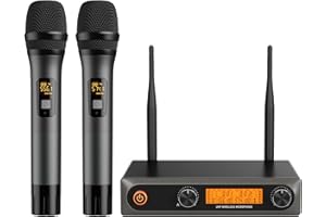 VOIJUMP Kabelloses Mikrofon, Funkmikrofon Set, Wireless Karaoke Mikrofon – 2 Handmikrofone mit Empfänger, 2×8 UHF Frequenzen, 60 m Reichweite, für Hochzeit, Party, Kirche, Vortrag, Konferenz, DJ, Heim-KTV