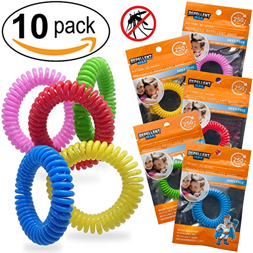REPELLENT MAN – Anti Mücken abweisendes Armband Spiralen-Armband – 10er Pack für Erwachsene und Kinder – Verbessert mit Deep Absorb Technology für längere Haltbarkeit – 100% natürlich