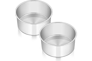 Homikit 6 Inch Cake Tin Set of 2, Deep Cake Pan Stainless Steel, Layer Round Cake Mould Tin Set for Baking Christmas/Wedding/Birthday Cakes, Seamless Design, Mirror Finished & Dishwasher Safe