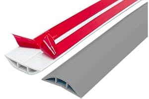 ZZLQIAN Floor Cord & Wire Cover,Self-Adhesive Flexible PVC Power Cable Channel,Cable Protector & Hider,Protect Cables & Prevent Trip Hazards,Ideal Extension Cord Cover for Office Home (Grey, 1.5M)