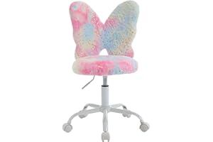 WAHSON OFFICE CHAIRS Wahson Krzesło biurkowe dla dzieci, ze sztucznego futra, obrotowe krzesło z oparciem, krzesło komputerowe, z regulacją wysokości, dla dziewcząt, chłopców, różowe