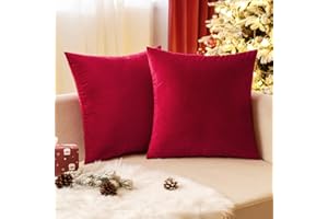 EMEMA Samt Kissenbezug Kissenhülle Dekorative Dekokissen Weihnachten Sofakissen Lendenkissen Wurfkissenbezug mit Verstecktem Reißverschluss Sofa Schlafzimmer 2er Set 40x40 cm Rot