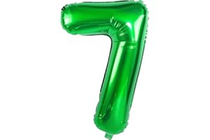 ONEHOUS Dark Green 7 Balloons, 40 Inch Large Foil Balloons Number 7 Green, Self Inflating Helium Balloons Number 7 for Boys Girls Birthday Party Jungle Football Party Decorations Supplies (Dark Green#7)