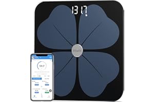 Vitafit Bascula de Baño Digital Grasa Corporal, Balanza Bluetooth con App, Bascula Electrónica Analógica Monitores con Análisis Corporal, 3 Mediciónes de Peso IMC Visceral e Muscular, Negro