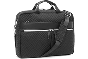 Kono Laptop Bag for Women, 15.6 Inch Quilted Laptop Briefcase, Ladies Water-Repellent Notebook Case, Large Shoulder Messenger Computer Bag for Business Work Travel School