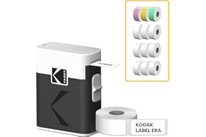 KODAK Label Era M50 Label Maker Machine Bundle, bianco (stampante con 1 rotolo adesivo Label + 12 rotoli, bianco 9 rotoli, rosa/verde/giallo 1 rotolo ciascuno)