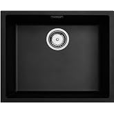 Luquicina LD54BL Kitchen Sink 1 Bowl without Drainer 55x45x20.8cm Black | Premium Composite, recessed or under-counter, drain