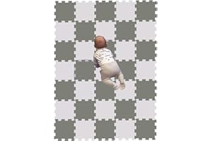 SAFRI Interlocking kids play mat soft foam Baby Playmats Floor Gyms jigsaw puzzle play mats floor exercise fitness yoga crawling mat living room flooring (White & Grey- 20 Pieces)