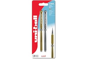 uni-ball Signo Metallic Gel Pens. Premium 1.0mm Rollerball Tip for Super Smooth Handwriting, Arts and Crafts, Journaling, Christmas Card Making, Scrapbooking, and Colouring. Pack of 2 Gold & Silver