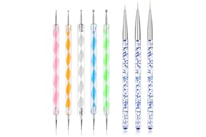 Hanyousheng 5 szt. narzędzi do malowania z 3 szt. zestawem pędzli do szczegółowych paznokci, długopis do zdobienia paznokci, zestaw narzędzi do punktowania paznokci do samodzielnego użytku i profesjonalnego, detailer, narzędzie do punktowania pędzli