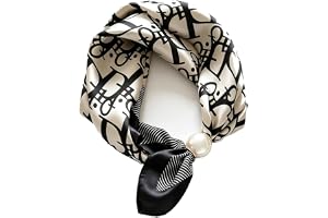 Damscarf med magnetlås pärla halsduk sidenscarf tillbehör, Lyxiga bokstäver