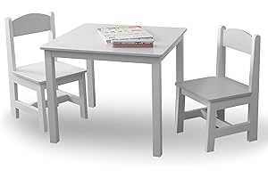 ‎HABEIG habeig Kindertisch & 2 Stühle, Kindersitzgruppe, Kindermöbelset, Hocker, Schreibtisch, Tisch- und Stuhlset, Kinderzimmer, 60x50x50cm (Weiss/Weiss)