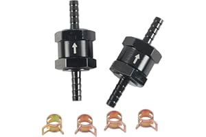 Mtsooning 2 Stück Kraftstoff Rückschlagventil, Kraftstoffleitungs-Inline-Rückschlagventil, Aluminium Benzin Rückschlagventil Diesel mit 4 Stück Kraftstoffschlauch Federklemmen (6mm)