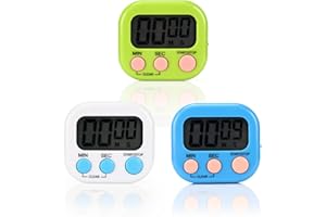 Auauraintt 3 Stück Eieruhr Digital,Kurzzeitwecker,Timer Digital,Mit Klappbarem StäNder Und Display,Digitaler Timer für Küche Schule Sport,KüChentimer Digital Stoppuhr Kinder (Weiß Grün Blau)