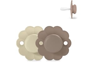 Suavinex, Lot de 2 Sucettes Bébé 6/18 Mois, Sucette Ronde avec Tétine Symétrique SX Pro en Silicone, Réversible, Plate, Flexible, Respecte le Développement Buccodentaire, Wonder Gray/Umber