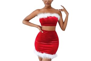 callmo Dessous Damen Sexy Unterwasche Set, Damen Negligee Baby Dolls Xmas Unterwäsche Sexy Wolle Frauen Weihnachten Schal Leder Nähte Unterwäsche Perspektive Pelze Sexy Sexy Sexy Spitze Reizwäsche