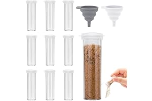 FINEASY 10 Piezas Salero y Pimentero, Mini Salero, Saleros de Cocina con Tapa y Embudo, Saleros de Plástico para Especias, Acampar, Viajes, Cocina y Restaurantes - 10ML
