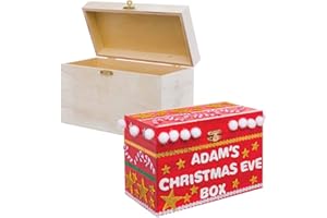 Baker Ross AR747 Large Wooden Treasure Box — Ideal for Kids' Arts and Crafts, Christmas, Gifts, Keepsakes and More