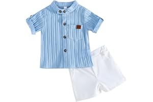 LUVCES Conjunto Verano Ropa para Bebé Niño Lindo Polo con Estampado de Oso + Cintura Elástica Pantalones Cortos y Bolsillos 2 Piezas Trajes de Primavera