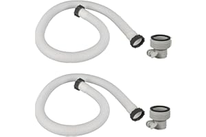 Btstil 2x 1.5m 38mm Swimming Pool Replacement Hoses with 2x Type B Adapters, White, PE & EVA Material, 330-1000GPH Compatible, 2 Pack