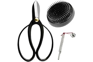 Wazakura Kit Ikebana Esencial de 3 herramientas de arreglos florales japoneses con tijeras Koryu, soporte de flores Kenzan Redondo 80mm Negro y limpiador de Kenzan
