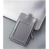 Stormistoretr Leather Dikey Gri Kart Kılıfı Yaka Kartı Koruyucu Fermuarlı