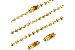 PATIKIL Catena a Sfere con Perline da 2,4 Mm x 10 Cm, 150pz Prolunga in Acciaio Inossidabile con Connettori per Ventilatore a Soffitto, Luce, Portachiavi, Fai da Te, Tonalità Dorata