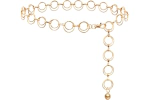 MELLIEX Cintura Gioiello Donna, Cintura a Catena in Metallo Moda Eleganti Cintura Cinta Regolabile Cintura Sottile in Vita per Vestito Jeans(Oro/Argento)