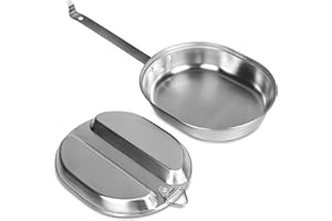 Goetland 304 Edelstahl Campingpfanne Essgeschirr US-Militärstil Kochgeschirr Camping Geschirr Campinggeschirr 2 Teilig