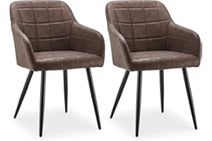 ‎CLIPOP CLIPOP Esszimmerstühle 2er Sets Stühle mit Armlehne, Kunstleder Bezug, Esszimmerstuhl Küchenstuhl Polsterstuhl, Stühle für Esszimmer Küche (PU Braun, 2er Sets)