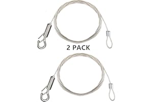 KWODE 2 Stück Edelstahl Draht Seil Automatische Draht Seil Klemme mit Schloss Haken hängende Scheibe Ausrüstung für Panel Licht Bild Reklametafeln DIY Lampe Kleiderbügel Hardware – 18.56 FT Max 30 kg