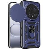 CaseOnn Honor Magic 8 Pro Kılıf S&uuml;rg&uuml;l&uuml; Kamera Korumalı Y&uuml;z&uuml;kl&uuml; Mıknatıslı Tank Kapak Lacivert [Magic 8 Pro ile Uyumlu]