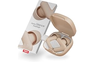 Alpine Silence Bouchons d'Oreilles pour Dormir, Voyager & Se Concentrer - Confortables, Réutilisables - V-forme ajustée & Embouts Ovales Doux – XS/S/M/L – Réduction de Bruit Optimale - Beige